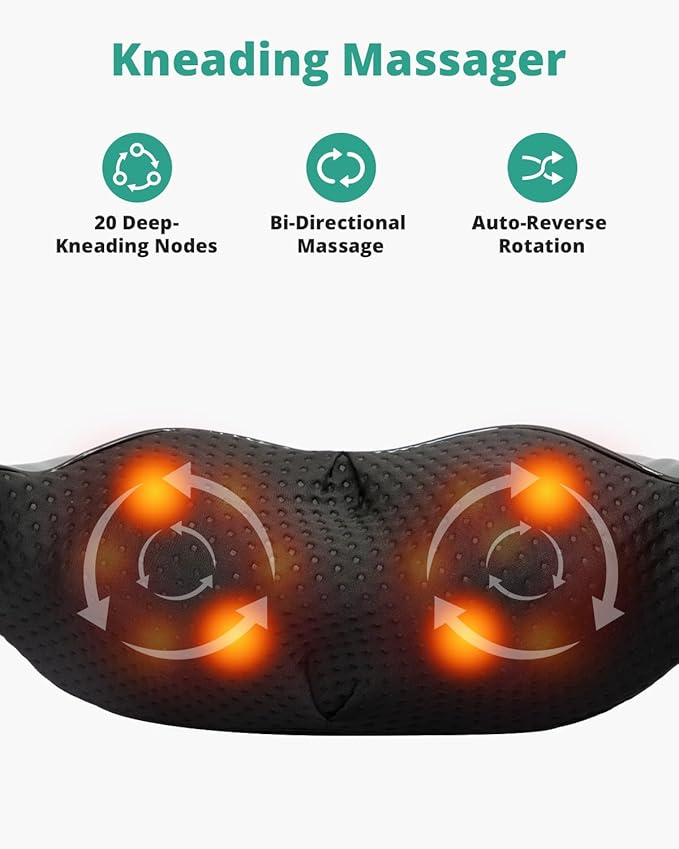Medcursor Neck Massager with Heat for Pain Relief Deep Tissue, Rechargeable, Shiatsu Neck and Shoulder Massager, Ideal Gifts for Men, Women, Mom & Dad