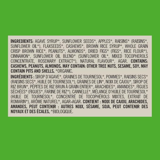 Taste of Nature Organic Apple Snack Bar - Healthy, Gluten Free, Non GMO, Vegan Snack Bars with Mixed Nuts, Fruits and Seeds - 16-Count Snack Pack