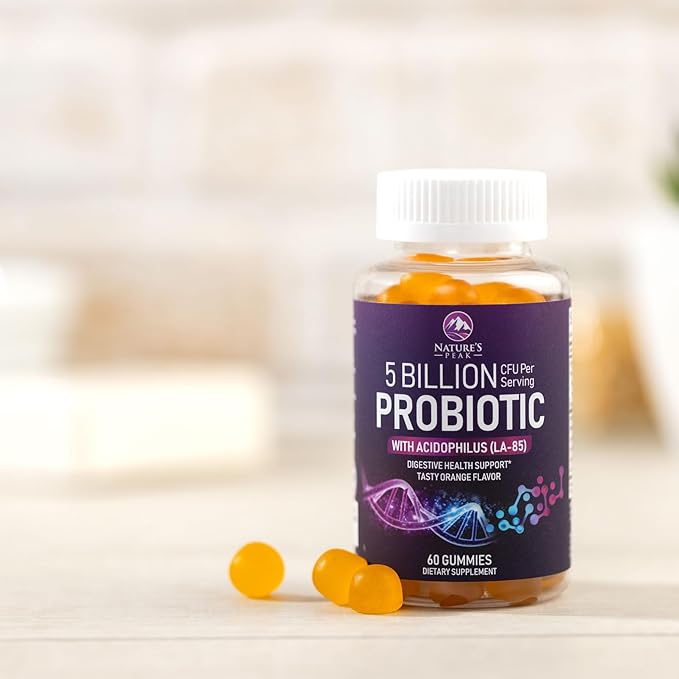 Probiotic Gummies 5 Billion CFU - Daily Probiotic Gummy Supplement for Women, Men & Teens - Natural Digestive Health, “Good” Gut & Immune Support with 6 Pro Biotic Strains - Orange Flavor - 60 Count