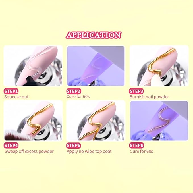 Chrome Nail Powder Metallic Gold And Silver, Magic Mirror Effect Pigment Glitter Rubbing Dust, 3D Carving Nail Molding Gel & Holographic Dip Nail Powder Kit for Nail Decor Home Manicure DIY