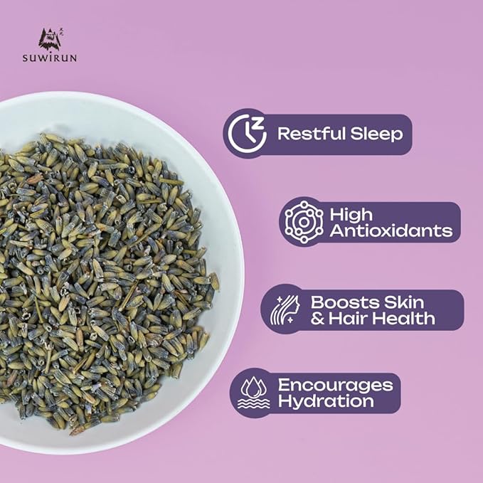 Suwirun Organic Lavender Tea 25 Bags โ 100% Lavender Flowers โ Aromatic & Calming, Caffeine-Free โ Supports Stress Relief, Relaxation & Better Sleep