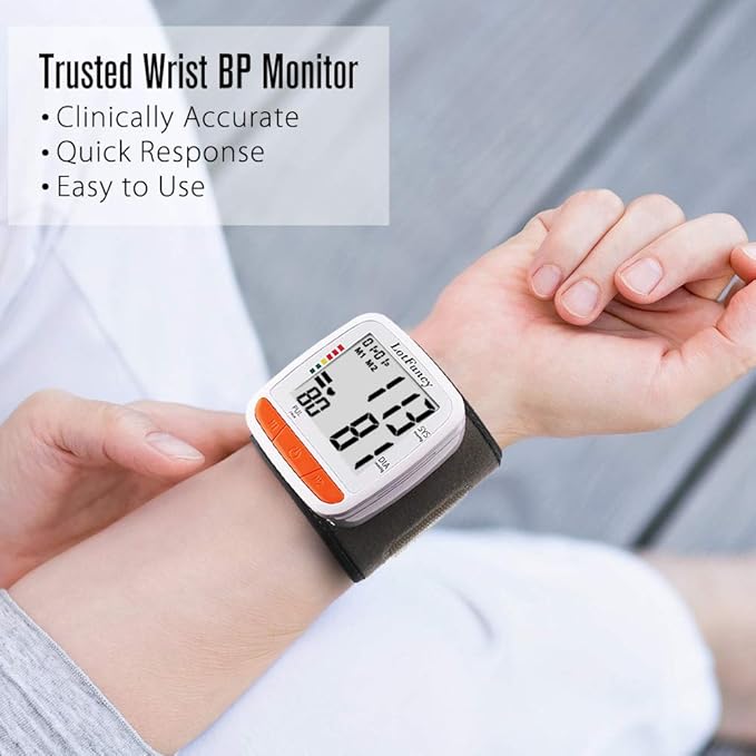 LotFancy Wrist Blood Pressure Monitor, Adjustable Cuff (4.9”-8.1”), 2 Users, 180 Reading Memory, Automatic Digital BP Monitor with Irregular Heartbeat Detector