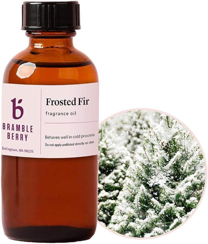 Bramble Berry Frosted Fir Fragrance Oil 2 oz | Fresh Evergreen Winter Scent for Soap Making, Candles, Lotion, Bath Bombs & Perfume | Skin Safe, Vegan, Paraben & Phthalate Free