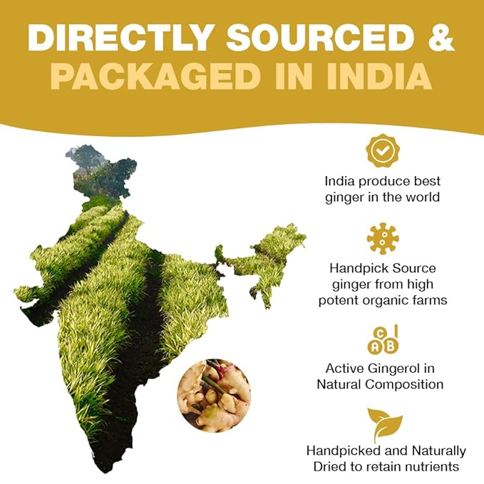 HANDPICK, Organic Ginger Tea Bags (100 Herbal Tea Bags), Authentic Indian Origin, Caffeine Free & 100% Pure Ginger Root |Soothing & Spicy Blend | Round Eco Conscious Teabags