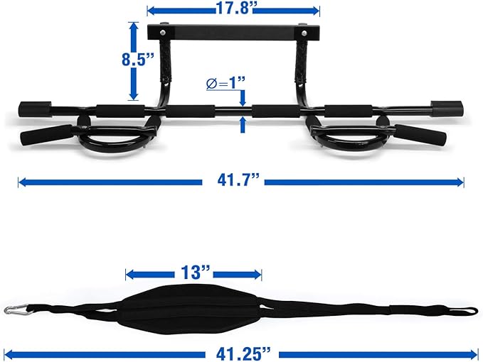 Yes4All Heavy Duty Wall Mounted Pull Up Bar, Over Door Pull Up Bar for Doorway, Multi Grip Chin Up Bar, Sturdy Strength Training Bars & Durable Gym Bar for Home Exercise