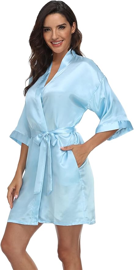 Women's Pure Short Silky Robes Bridesmaid Bride Party Satin Robes Sleepwear