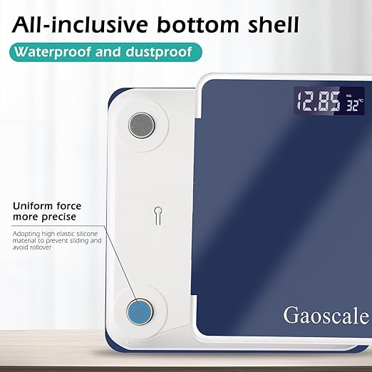 Blue Digital Scales for Body Weight,Highly Accurate Gaoscale Weighing Scale for Body Weight,Weight Scales Bathroom,Weight Scale with Sturdy Tempered Glass,LCD Backlit Display,180kg/396lb
