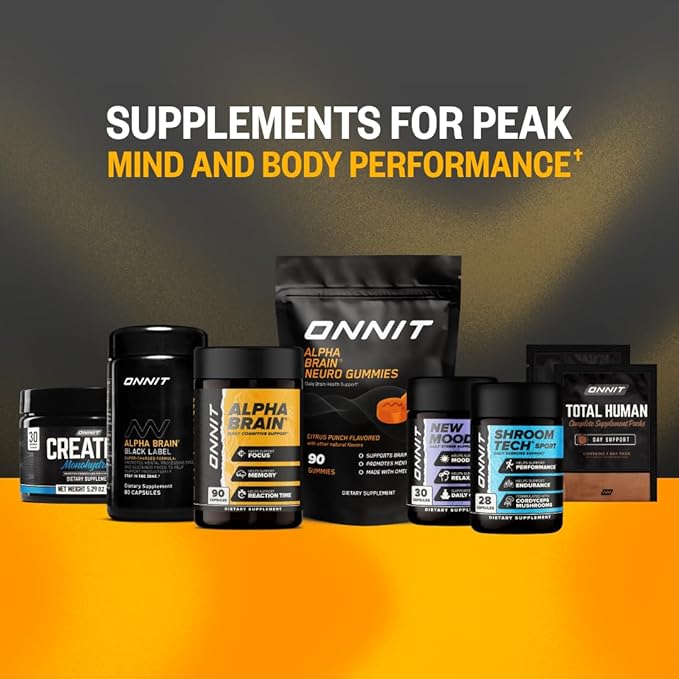 ONNIT Alpha Brain Black Label Capsule (80ct) Premium Citicoline Brain Supplement - Focus, Concentration & Memory - Lion's Mane, Hericium Erinaceus, L Theanine & Mucuna Pruriens