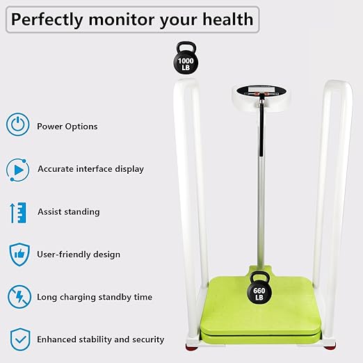 Assist The Elderly in Measuring Weight gain While Standing, with an Electronic Scale with armrests, Suitable for use in clinics, Hospitals, Schools, Nursing Homes (Pink)