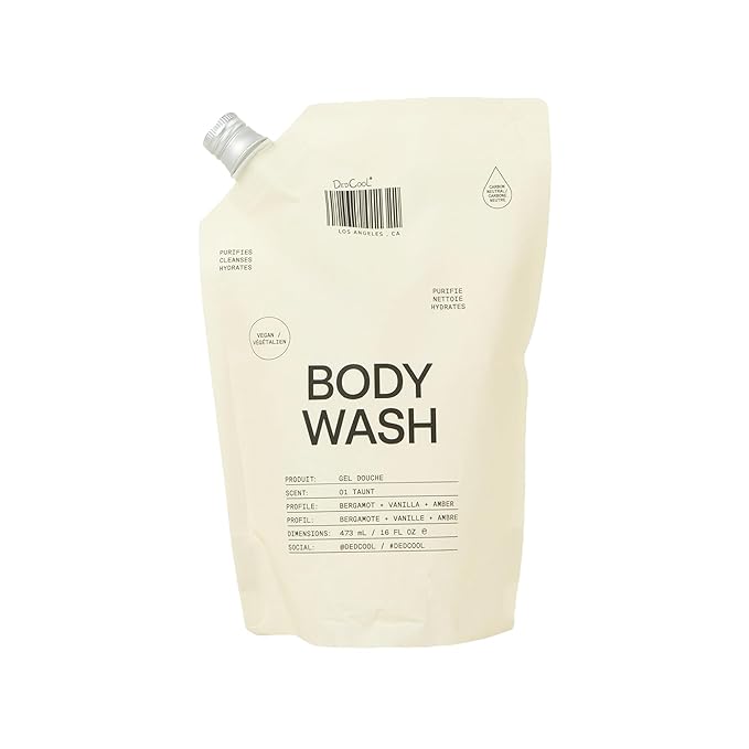 DedCool Body Wash Refill Taunt | Nourishing Vegan Cleanser with Shea Butter & Snow Mushroom | Non-Toxic, Carbon-Neutral Hydrating Formula | Bergamot, Fresh Dew, Cassis & Amber | 16 oz