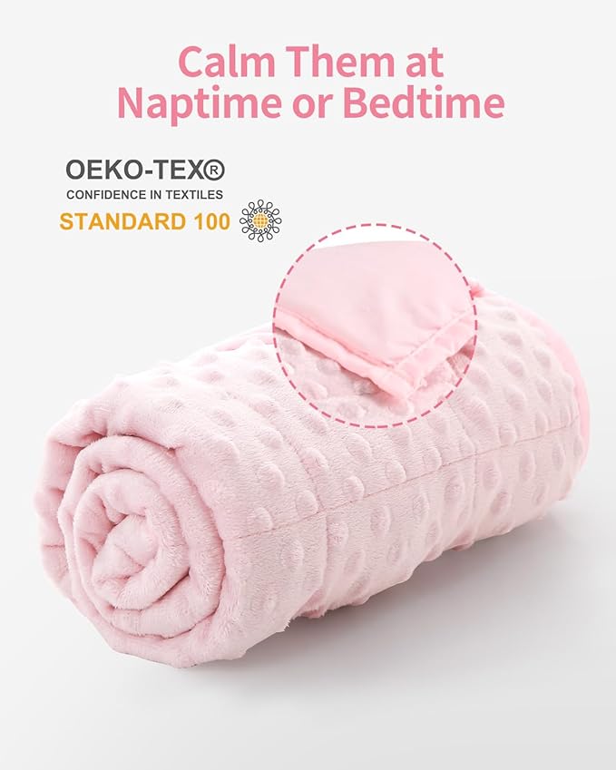 Mr. Sandman Weighted Blanket 3LBS 36 x 48 Inches, Minky Dots Heavy Blanket with Glass Beads, Soft and Cooling for School and Home, Pink