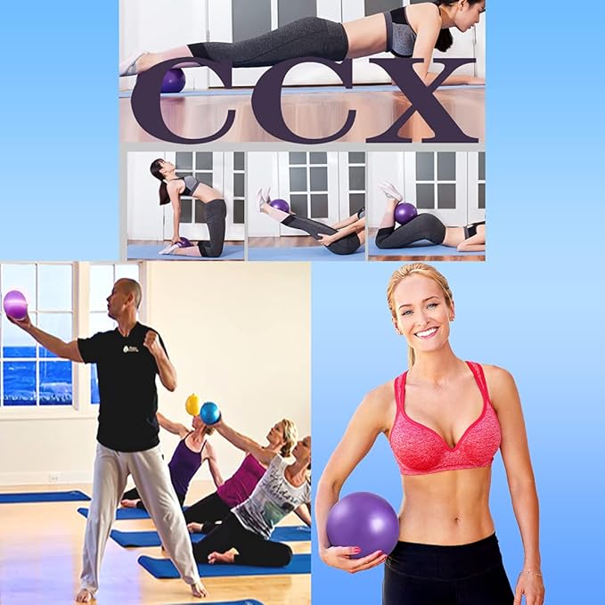 Small Exercise Yoga Ball for Pilates, Barre & Physical Therapy – Includes Air Pump, Anti-Burst, Easy to Inflate– Home & Gym Fitness Accessory
