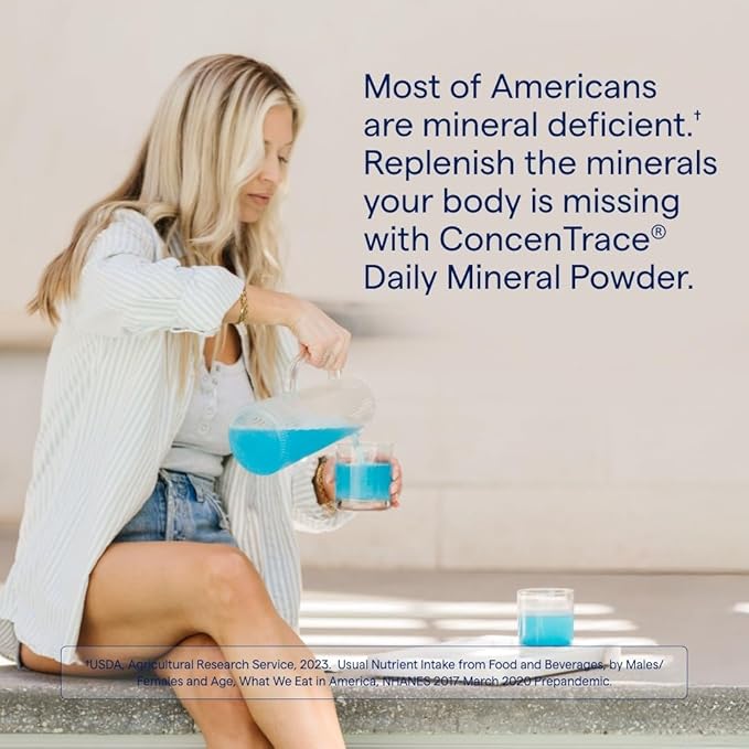 Trace Minerals ConcenTrace Daily Mineral Powder - Supports Energy, Digestion, Bone Health - 70+ Multiminerals Supplement with Ionic Magnesium, Chloride, & Potassium, Sugar-Free (60 Servings)