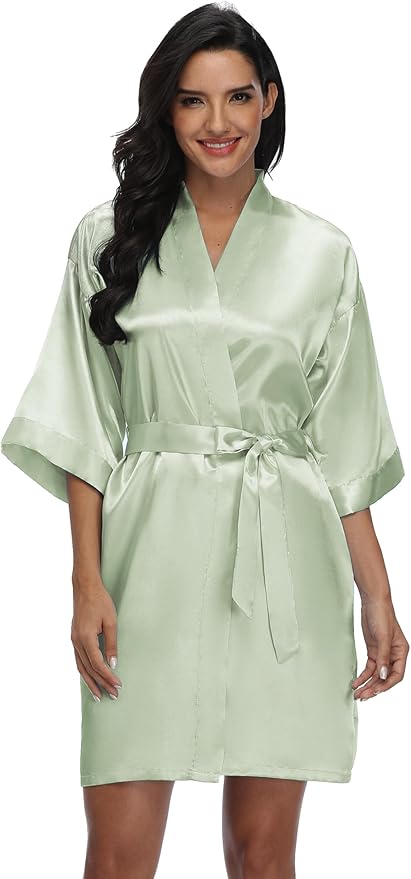 Women's Pure Short Silky Robes Bridesmaid Bride Party Satin Robes Sleepwear