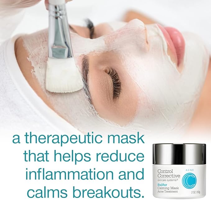 CONTROL CORRECTIVE Sulfur Calming Mask – 10% Sulfur Clay Treatment for Blemish-Prone Skin, Soothing Aloe & Clay Formula, 2 oz