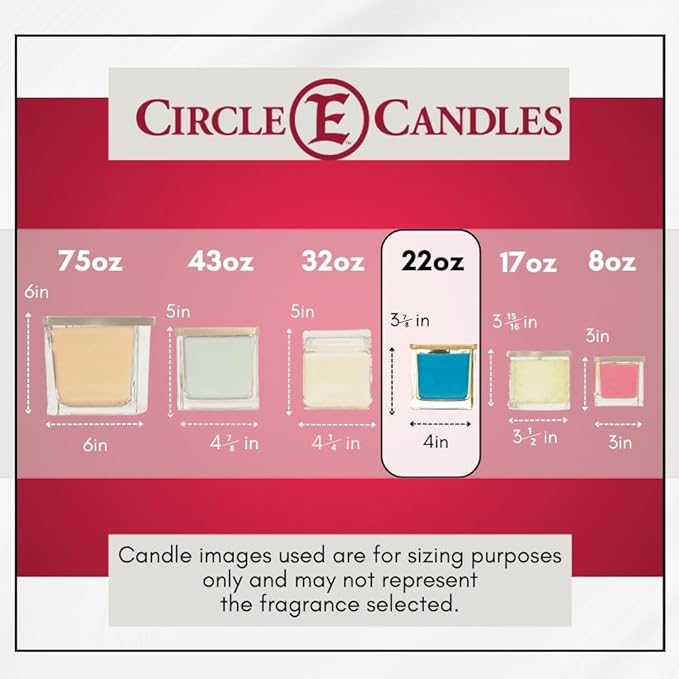 Circle E Candles, Leather Scent, Medium Size Jar Candle, 22oz, 2 Wicks