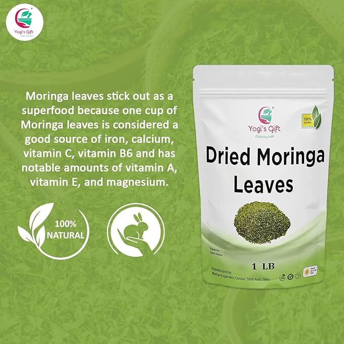 Moringa Leaves Loose 1 LB | Make tea, Springle on salad, Ground and use it | 100% natural Moringa leaf only no stems | te de moringa | by Yogi's Giftยฎ