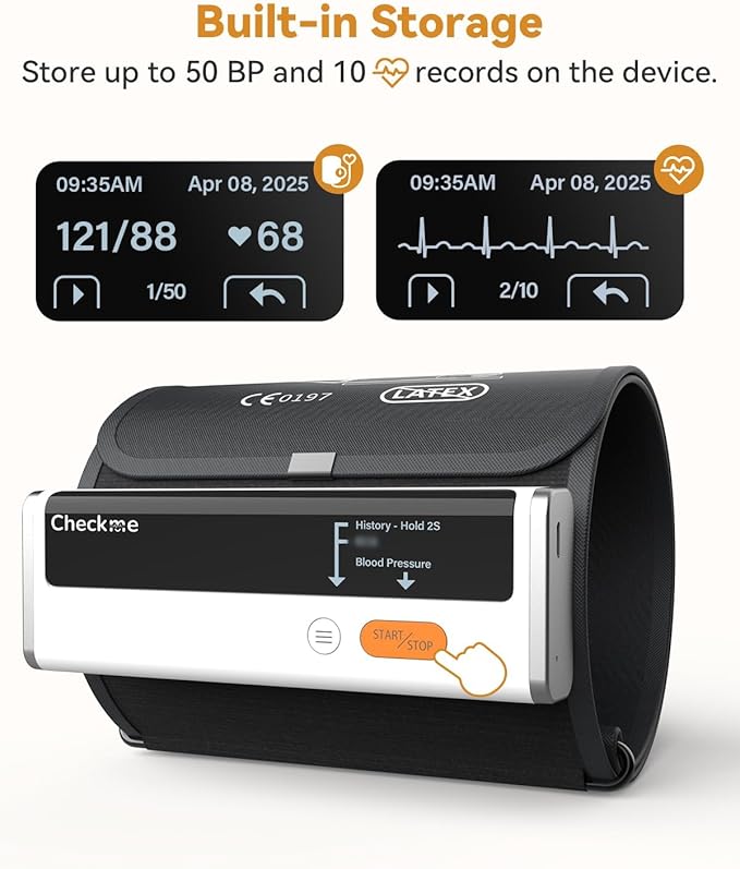 Checkme Bluetooth Blood Pressure Monitor for Home Use, Upper Arm Blood Pressure Machine with Wireless Large BP Cuff, Portable Digital BP Monitor, Reports for iOS & Android