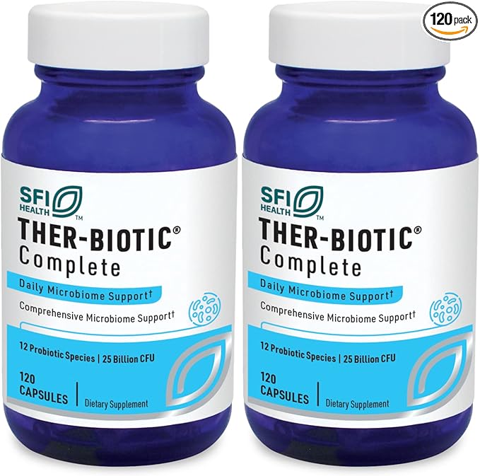 Klaire Labs SFI Health Ther-Biotic Complete - Hypoallergenic Probiotics for Women & Men - Acid-Stable Probiotic Supplement - 12 Species for Immune & Digestive Health - 25 Billion CFU (2 Pack)