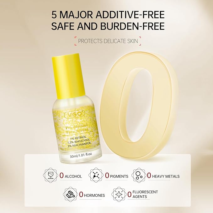 Bakuchiol Retinol Serum, 1% Retinol for Anti-Aging and Anti-Wrinkle, Gentle Yet Potent Formula for Sensitive Skin.