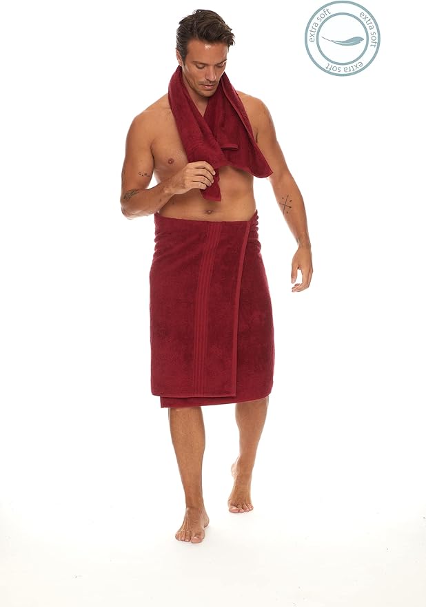 HOMELOVER 4 Piece Luxury Bath Towel Set - 100% Organic Cotton, 500 GSM, Hotel Quality, Highly Absorbent, Soft & Quick Drying Bathroom Towels for Showering, Washing & Guests (Berry Red)