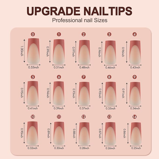 150Pcs French Gel Nail Tips, Vansiho Long Square Nail Tips, Pre-French Tips Press on Nails, Fake Nails for Nail Art DIY 15 Sizes