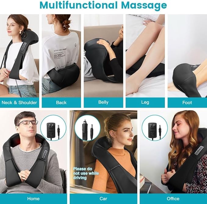Neck and Back Massager, Shiatsu Neck and Shoulder Massager for Pain Relief Deep Tissue, Kneading Electric Shoulder Massagers for Home, Office, Ideal Gifts for Family, Gifts for Mom