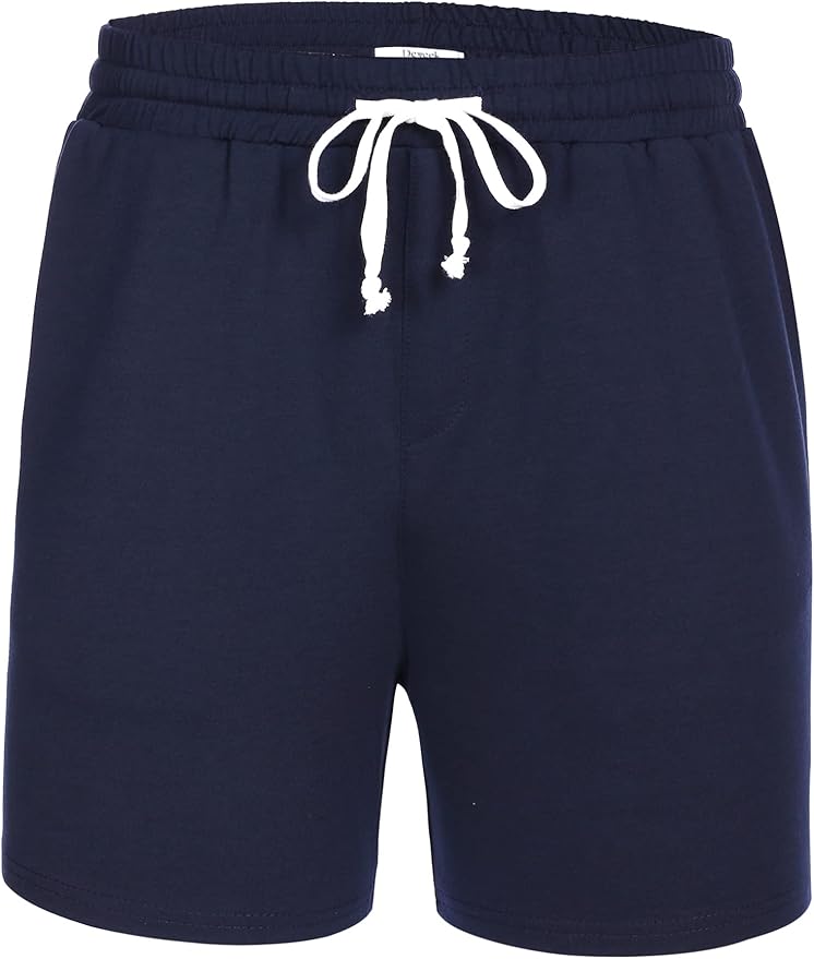 Deyeek 5.5 Inch Mens Pajama Shorts Sleep Cotton Lounge PJ Lightweight Elastic Waist Drawstring Nightwear Bottom with Pockets
