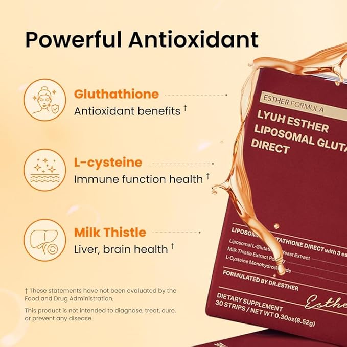 ESTHER FORMULA Liposomal Glutathione Direct 3packs (284mg*90strips) Glutathione Strips, Korean Beauty Supplement Made in USA for antioxidant, Even Skintone, K-Beauty (3)