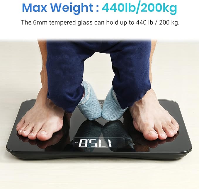 Etekcity Scale for Body Weight, Bathroom Digital Weighing Machine for People, Extra Wide Platform and High Capacity, Accurate and Safe, Large Number and Easy-to-Read on Backlit LCD Display, 440 lb