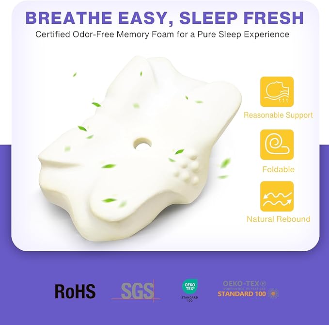 Pain Relief Cooling Pillow for Neck Support Adjustable Cervical Pillow Side Sleeping Memory Foam with Super Soft and Cooling Satin Pillowcase Grey