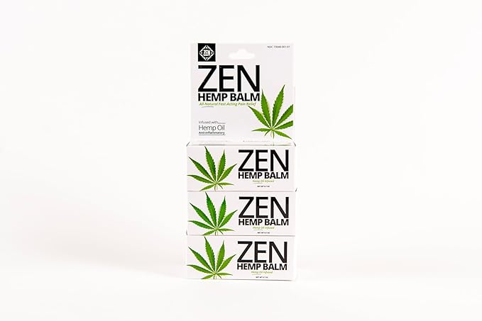 ZEN Hemp Balm for Relief, Hemp Oil Extract for Joints, Back, Neck and Elbows, Hemp Infused Topical Cream (Pack of 3)