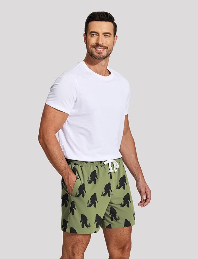 Deyeek 5.5 Inch Mens Pajama Shorts Sleep Cotton Lounge PJ Lightweight Elastic Waist Drawstring Nightwear Bottom with Pockets