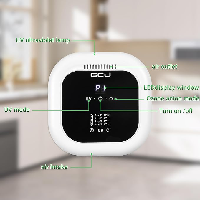 GCJ Mutil function Air Purifier for Pets,Square Box Air purify Odor Machine Quiet with Negative Ions and Ozone Function,30m²,Plug in Toilet, Closet, room,office, Garage