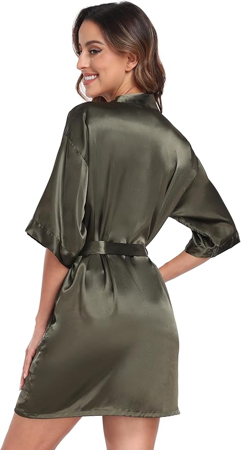 Women's Pure Short Silky Robes Bridesmaid Bride Party Satin Robes Sleepwear
