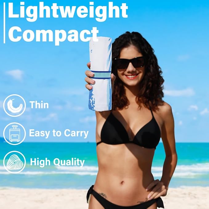 6 Pack Lightweight Thin Microfiber Beach Towel Sand Free Quick Dry Absorbent Compact Soft Pool Swim Travel Towels Extra Large Oversized Beach Accessories packable Essentials Stuff Gifts for Adult