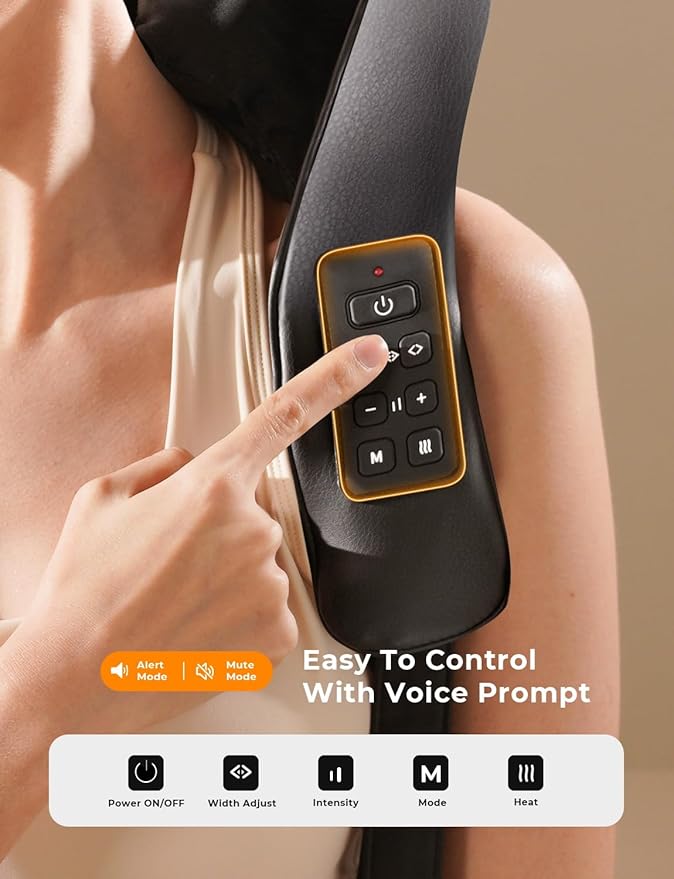 Cordless Neck and Back Massager with Heat, Upgarded Adjustable Width Electric Deep Tissue 4D Kneading Massage, Shiatsu Shoulder Massage Pillow for Body Muscle Pain Relief, Gifts for Mom Dad