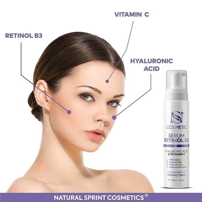 Anti Aging Face Serum with Retinol, Vitamin C, Vitamin B3 & Hyaluronic Acid – Deep Hydration, Collagen Boost, Wrinkle Reduction & Skin Firming – Lightweight Formula – 50 ml