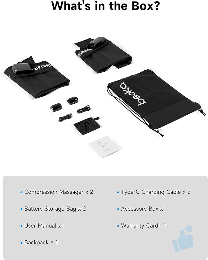 beoka Leg Massager for Circulation and Pain Relief, Leg Recovery System for Fast Recovery, Cordless Air Compression Boots with 3 Modes 5 Intensities for Athletes Runners and Travelers-S