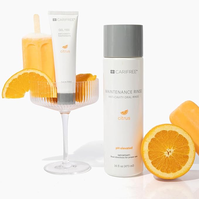 CariFree Maintenance & Prevention Kit, Citrus, Anti-Cavity Fluoride Toothpaste & Mouthwash Freshens Breath and Moistens Mouth, Dentist Recommended for Oral Care (6 Piece Set)