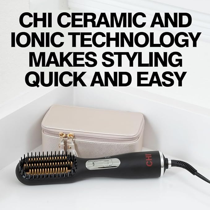 CHI 3-in-1 Hot Smoothing Dryer Brush, Creates A Smooth & Shiny Salon Blowout, Detangles Hair, Seals In Natural Moisture & Fights Frizz, Cruelty-Free