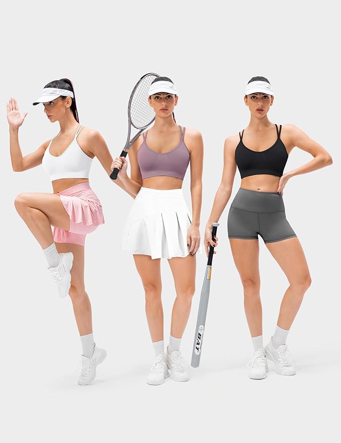 Women's Cross Back Sports Bra Padded Strappy Medium Support Yoga Bra for Workout Fitness 3 Pack