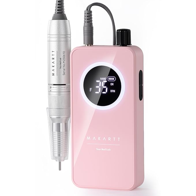 Makartt Rechargeable Nail Drill – 35000RPM Electric Nail File,Portable E File for Gel Nail Shaping & Removal, Quiet, Lightweight, 6H Battery, Easy to Use for Home & Salon, YEEYAN
