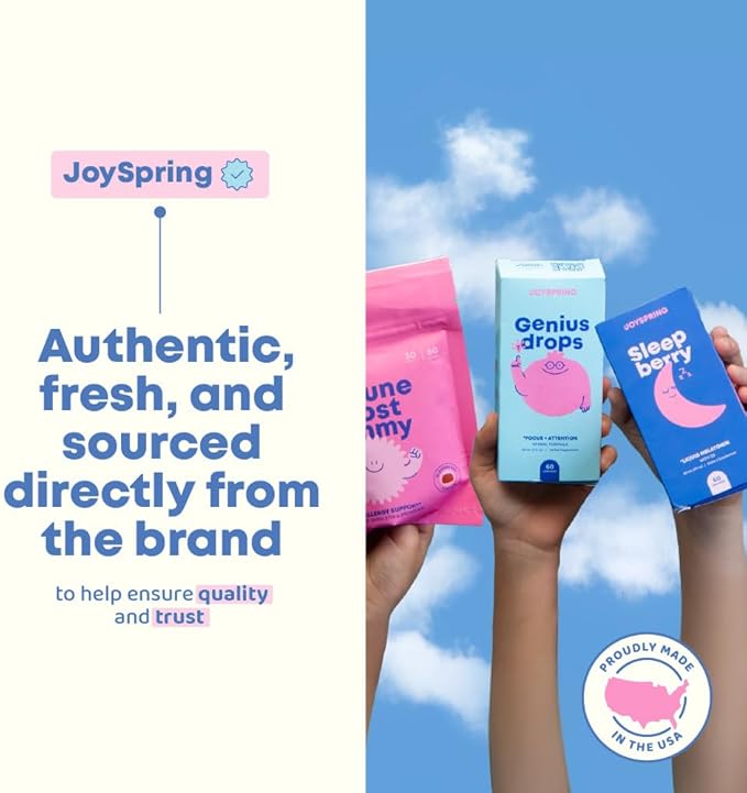 JoySpring Melatonin 1MG for Kids | 5HTP & L-Theanine – Sugar-Free Liquid Melatonin for Kids & Teens – Child-Friendly Sleep Supplement (1 fl oz)
