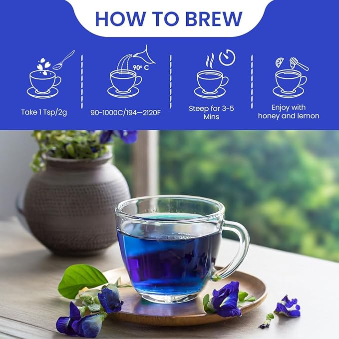 BLUE TEA - Flower Tea Combo - 4.05 Oz (Pack of 5) | VARIETY PACK | Combo Pack - Caffeine Free - Flower Based - Caffeine Free - Vegan - Non-Bitter - Non-GMO | Pet Jar Packs - Gift Box