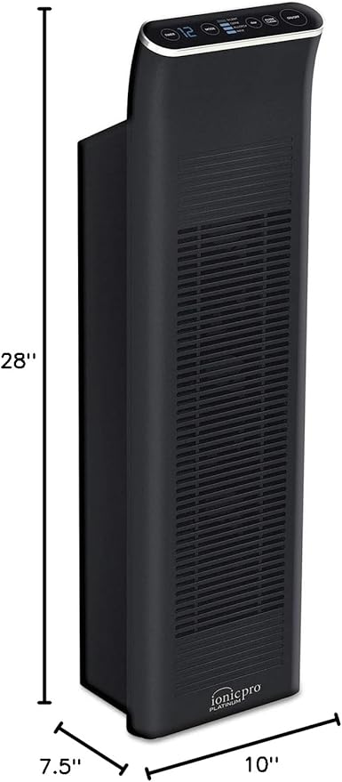 Ionic Pro Platinum (TA740) Negative Ion Air Purifier Tower - Truly Silent Operation – High Performing Unique No Filter Design - Removes Odors, Smoke, Mold, Pet Dander - 600 Sq Ft Capacity