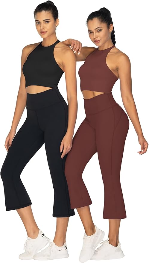 Sunzel High Waist Mini Flared Leggings for Women, Tummy Control Casual Flare Yoga Pants for Yoga Workout Gym