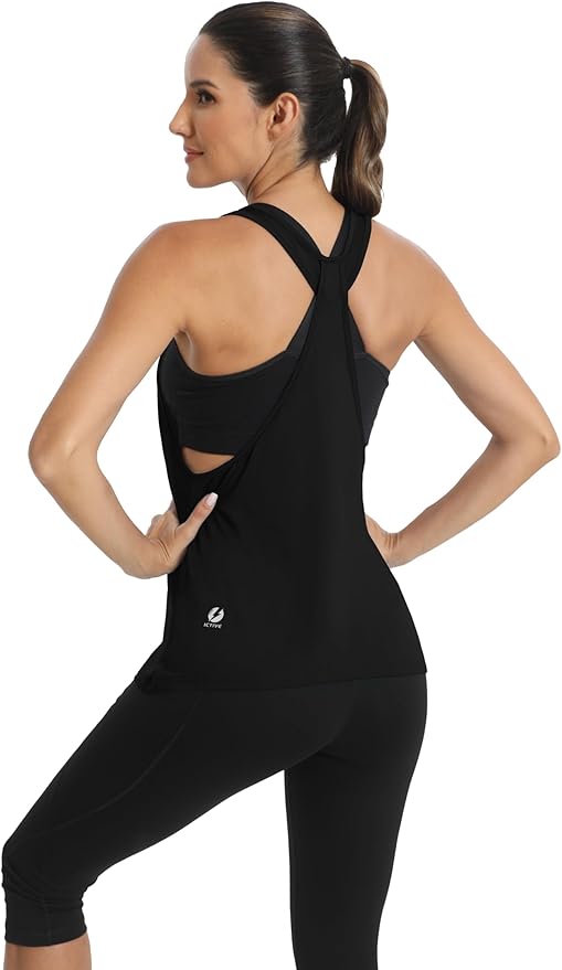 ICTIVE Workout Tops for Women Sleeveless Open Back Muscle Racerback Exercise Tank Shirts