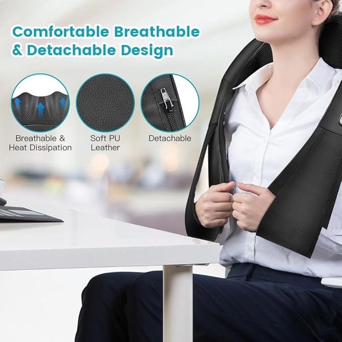 Neck and Back Massager, Shiatsu Neck and Shoulder Massager for Pain Relief Deep Tissue, Kneading Electric Shoulder Massagers for Home, Office, Ideal Gifts for Family, Gifts for Mom