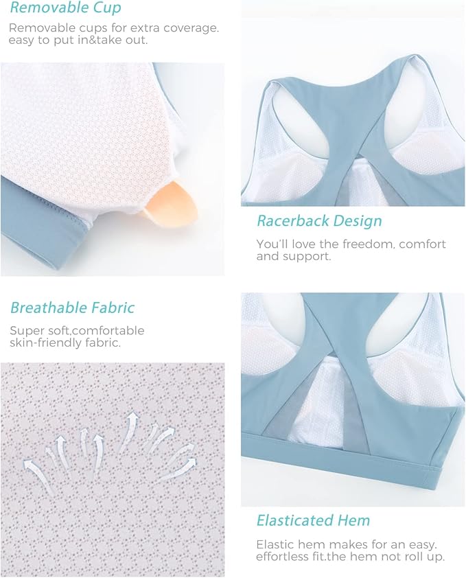 RUNNING GIRL High Impact Sports Bras for Women,Racerback Running Bra Workout Crop Tank Tops Longline Sports Bra Push up